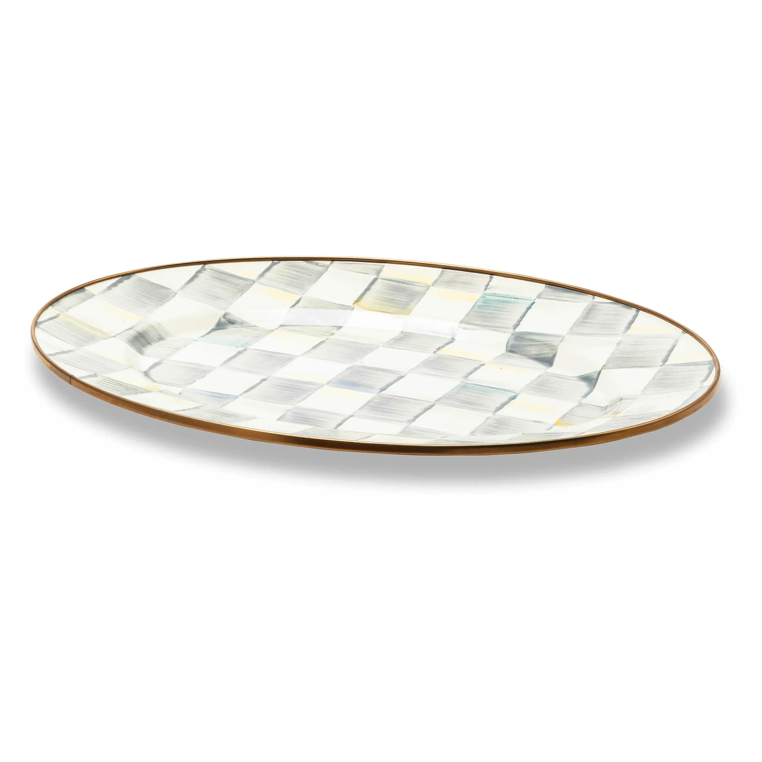 Bar Entertaining|Serveware|MacKenzie-Childs Sterling Check Small Oval Platter