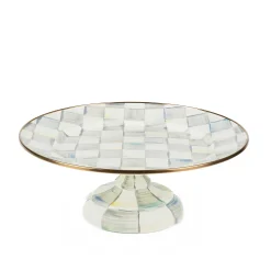 Serveware|MacKenzie-Childs Sterling Check Small Pedestal Platter