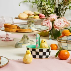 Serveware|MacKenzie-Childs Sterling Check Small Pedestal Platter