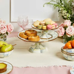 Serveware|MacKenzie-Childs Sterling Check Small Pedestal Platter