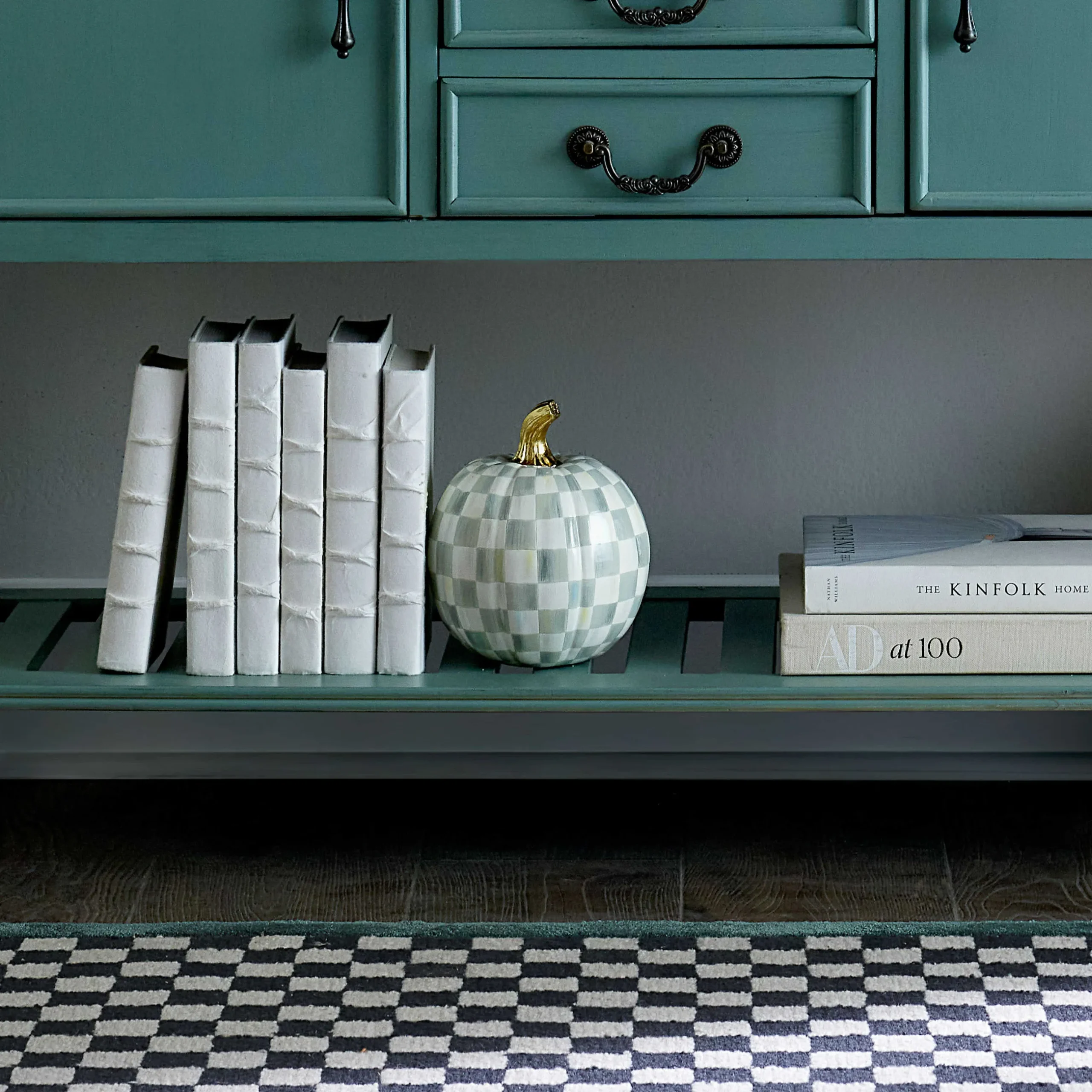 Pumpkins|The Fall Shop|MacKenzie-Childs Sterling Check Small Pumpkin