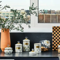 Bath & Bath Accessories|Room Accents|MacKenzie-Childs Sterling Check Squashed Pot