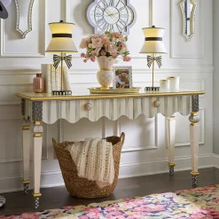 Storage Furniture|Living Room|MacKenzie-Childs Sterling Check  Stripe Console Table