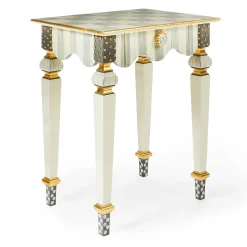 Living Room|MacKenzie-Childs Sterling Check Stripe Side Table
