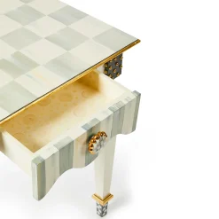 Living Room|MacKenzie-Childs Sterling Check Stripe Side Table