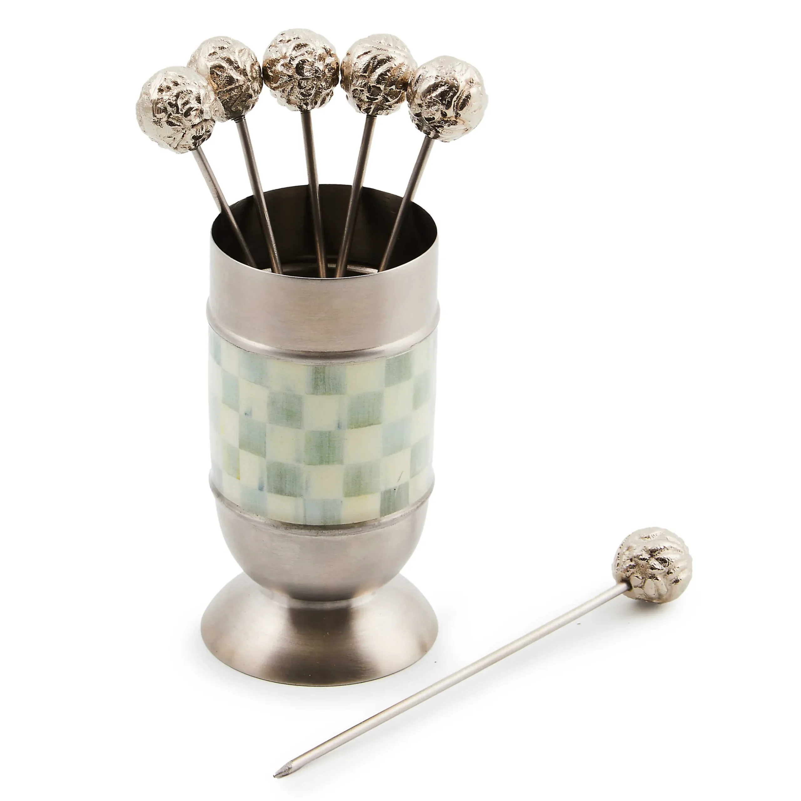 Fall Entertaining|Serveware|MacKenzie-Childs Sterling Check Supper Club Pick Set
