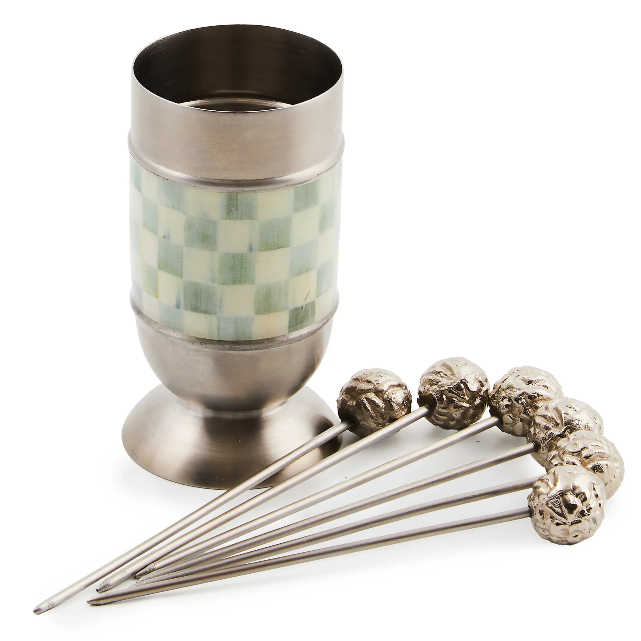 Fall Entertaining|Serveware|MacKenzie-Childs Sterling Check Supper Club Pick Set