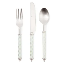 Fall Entertaining|Dinnerware & Flatware|MacKenzie-Childs Sterling Check Supper Club 3-Piece Place Setting