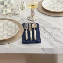 Fall Entertaining|Dinnerware & Flatware|MacKenzie-Childs Sterling Check Supper Club 3-Piece Place Setting