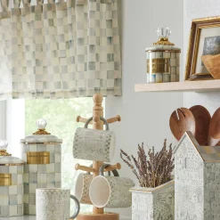 Room Accents|MacKenzie-Childs Sterling Check Tab Top Valance