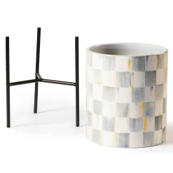 Spring|Greenery & Florals|MacKenzie-Childs Sterling Check Tabletop Planter