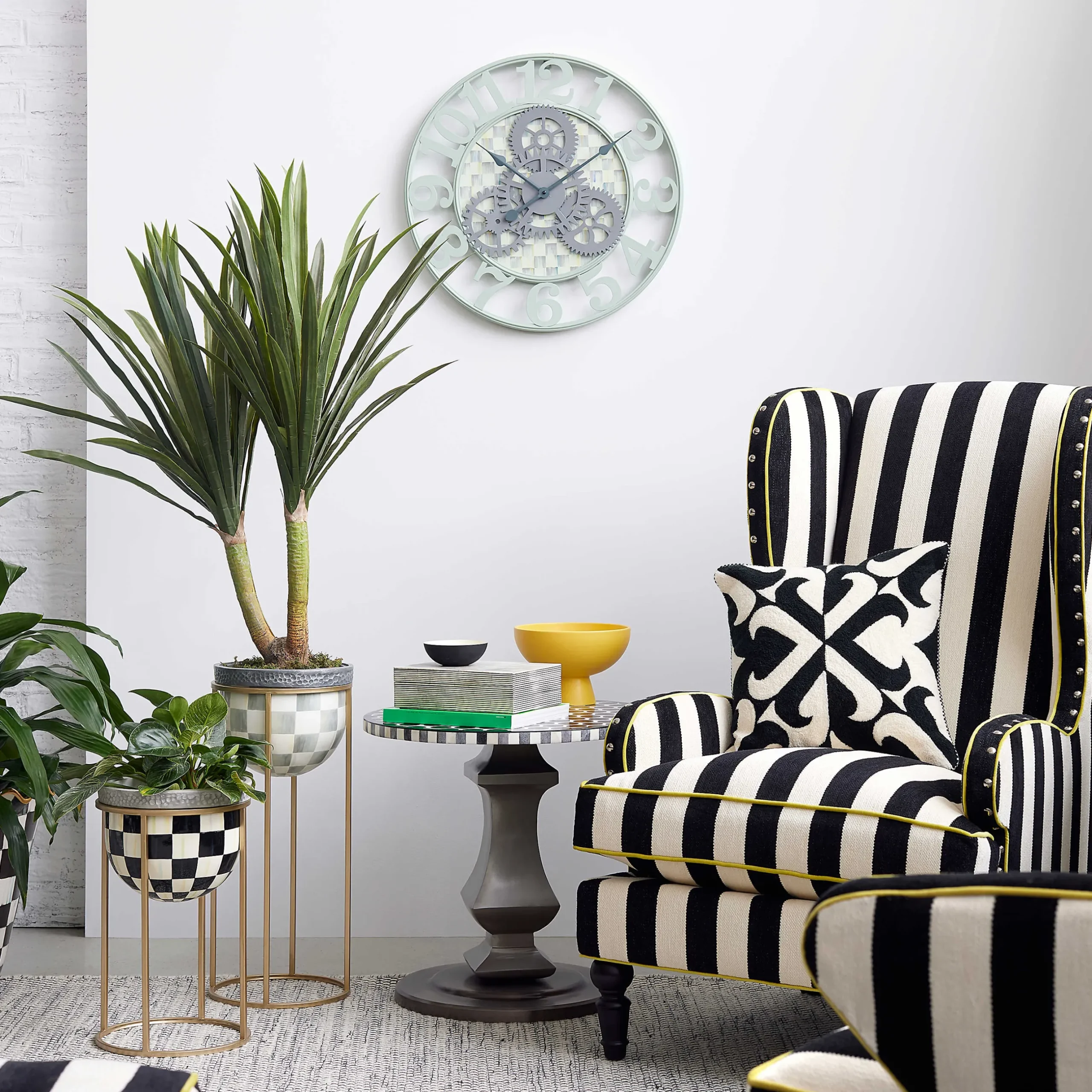 Outdoor|Room Accents|MacKenzie-Childs Sterling Check Tall Plant Stand