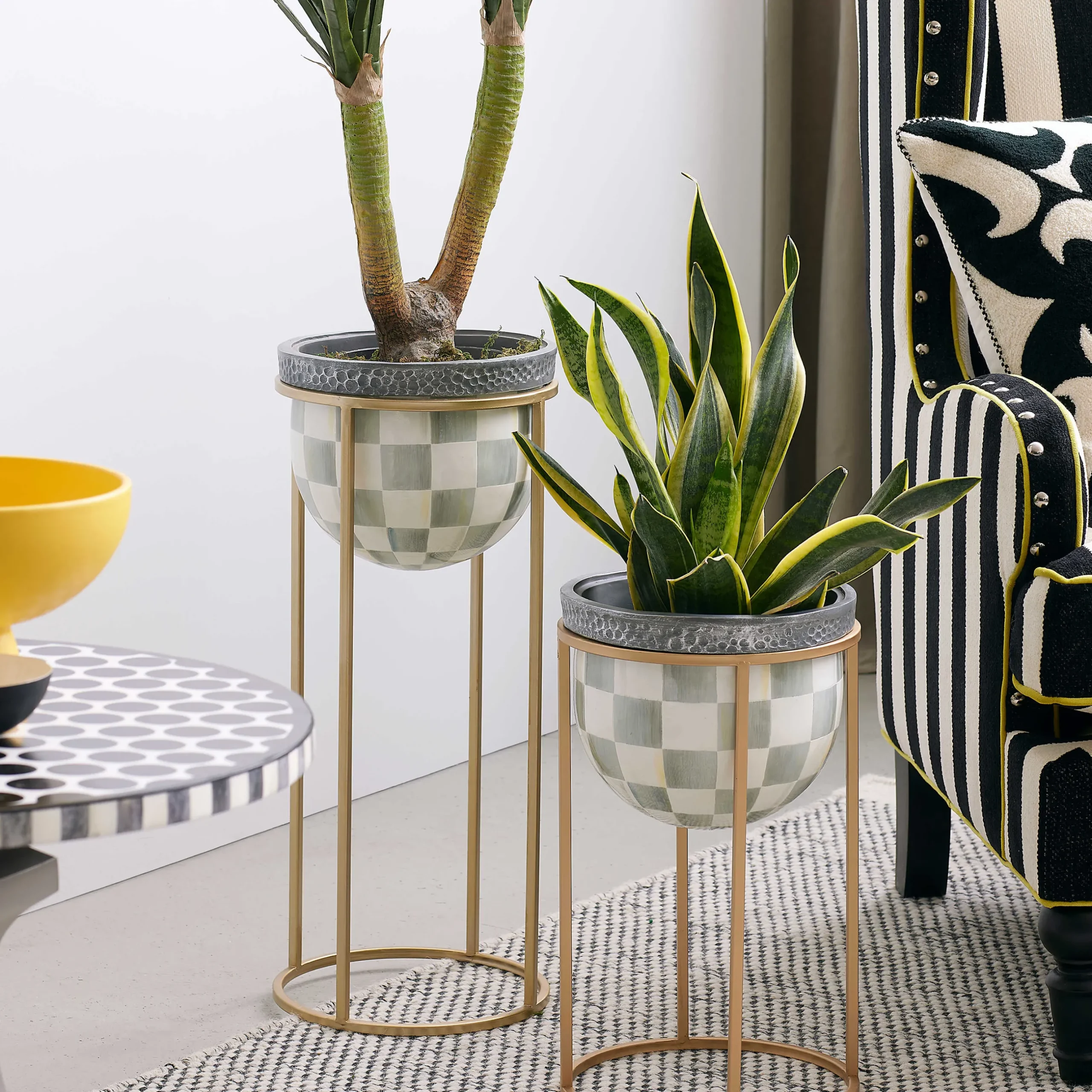 Outdoor|Room Accents|MacKenzie-Childs Sterling Check Tall Plant Stand
