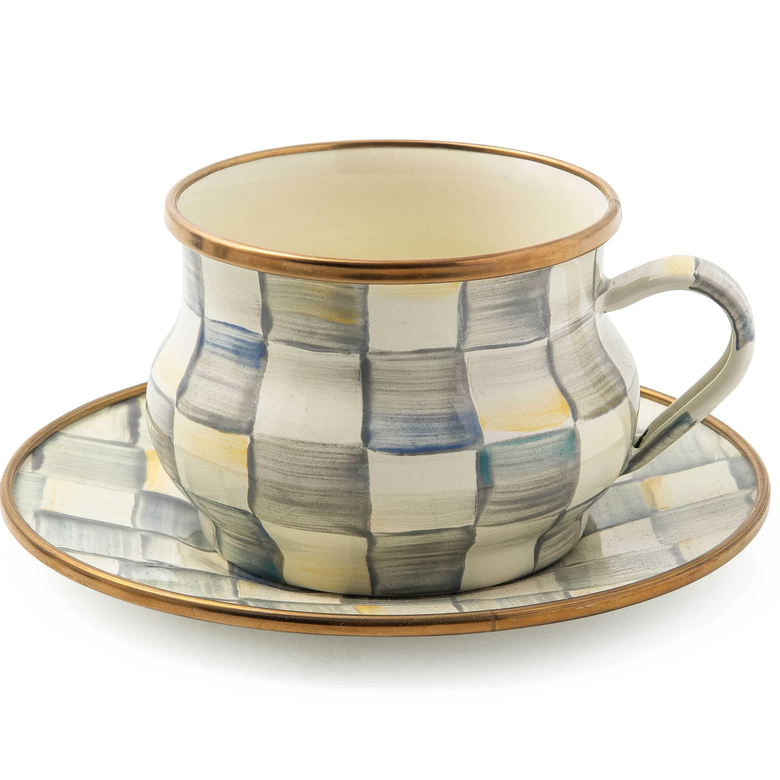 The Coffee Shop|Drinkware|MacKenzie-Childs Sterling Check Teacup