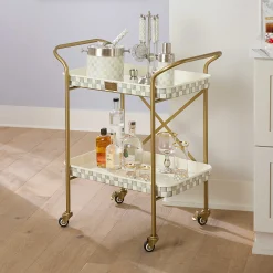 Dining Room & Kitchen|Bar Entertaining|MacKenzie-Childs Sterling Check 2-Tier Kitchen Cart