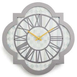 Room Accents|MacKenzie-Childs Sterling Check Tile Wall Clock