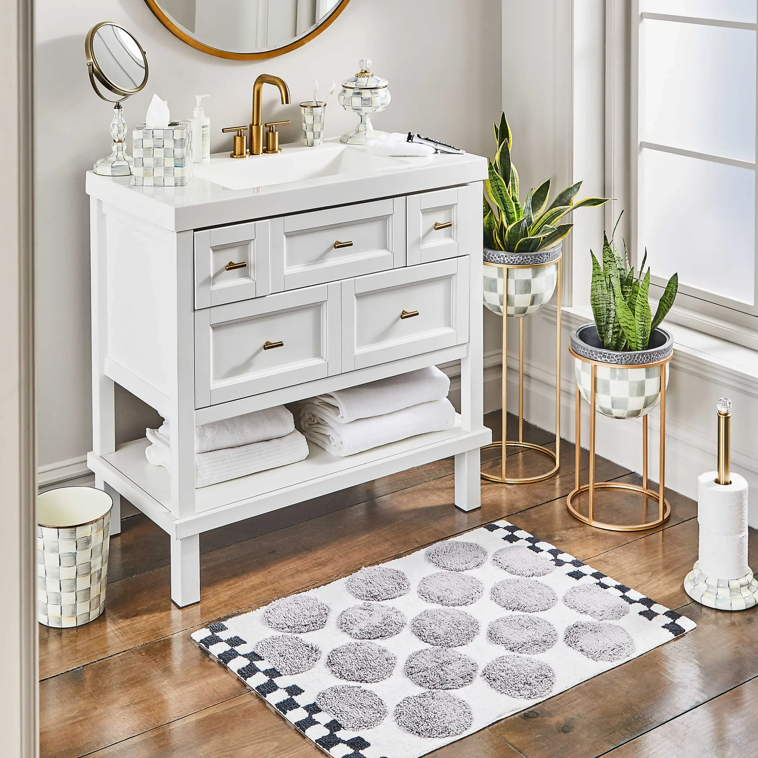 Bath & Bath Accessories|MacKenzie-Childs Sterling Check Toilet Tissue Storage