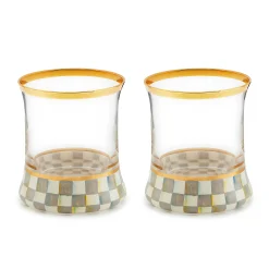 Kitchen & Dining Sets|Fall Entertaining|MacKenzie-Childs Sterling Check Tumbler Glass, Set of 2