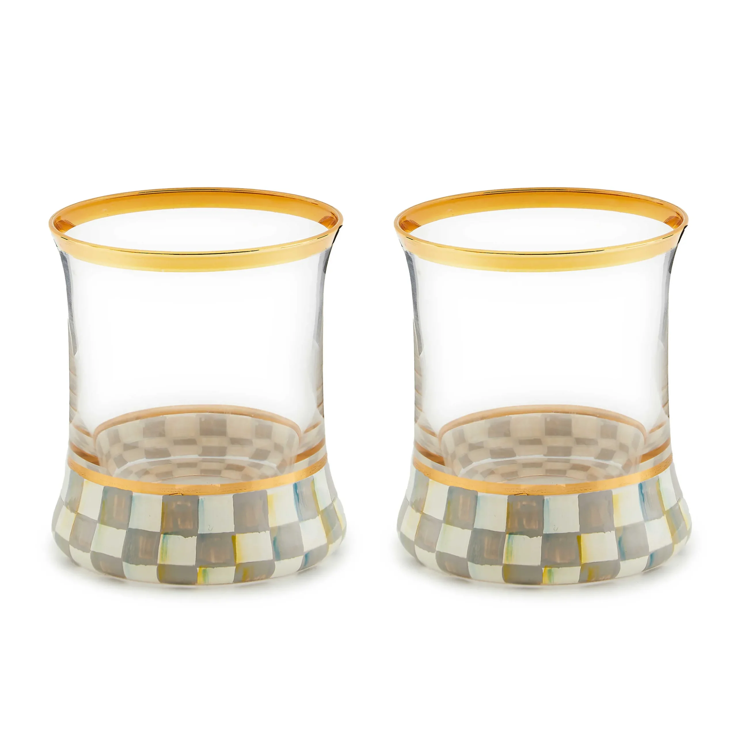 Kitchen & Dining Sets|Fall Entertaining|MacKenzie-Childs Sterling Check Tumbler Glass, Set of 2