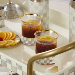 Kitchen & Dining Sets|Fall Entertaining|MacKenzie-Childs Sterling Check Tumbler Glass, Set of 2