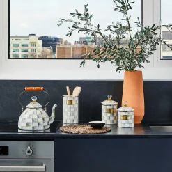 Kitchen Storage & Organization|MacKenzie-Childs Sterling Check Utensil Holder