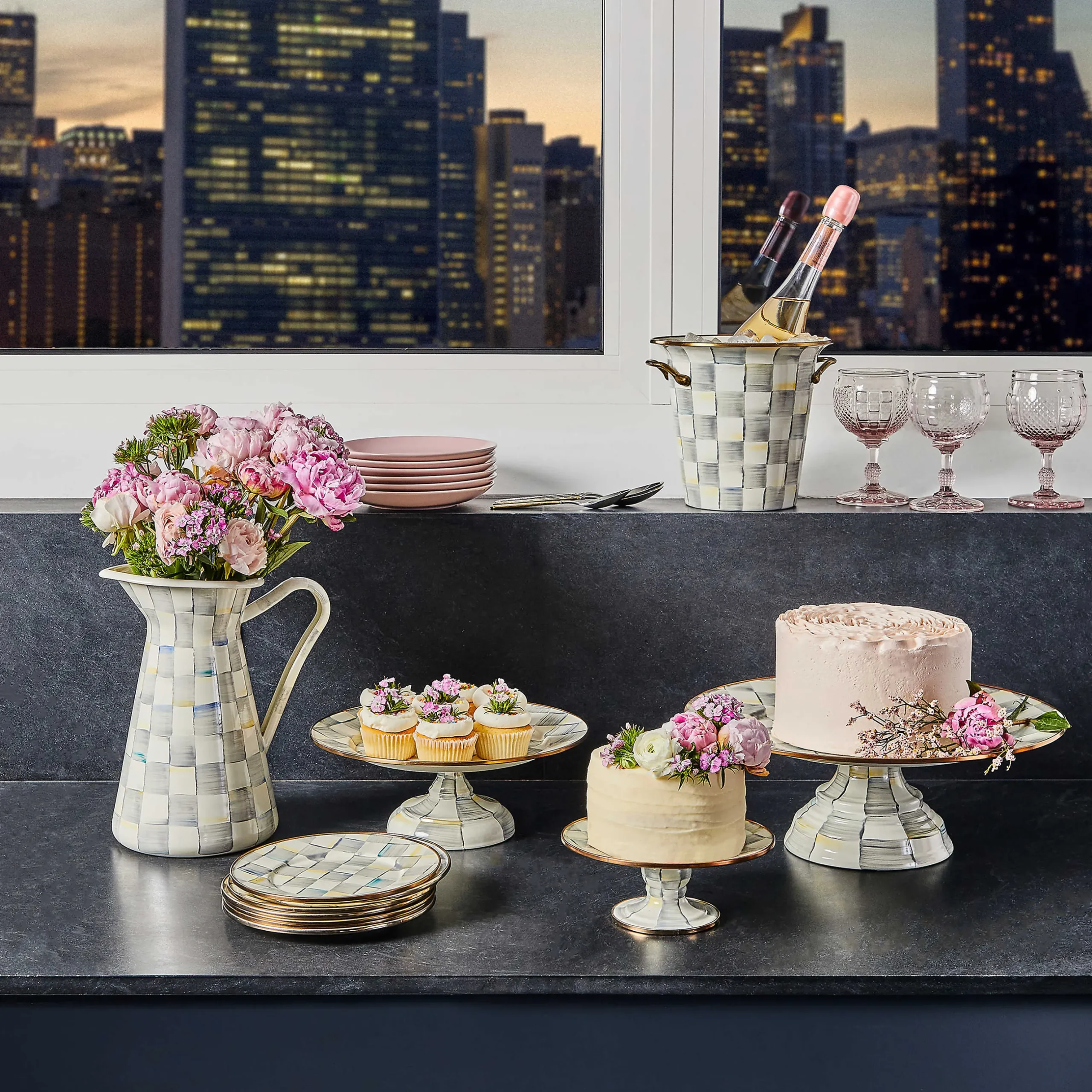 Bar Entertaining|Serveware|MacKenzie-Childs Sterling Check Wine Cooler