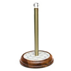 Kitchen Storage & Organization|MacKenzie-Childs Sterling Check Wood Paper Towel Holder