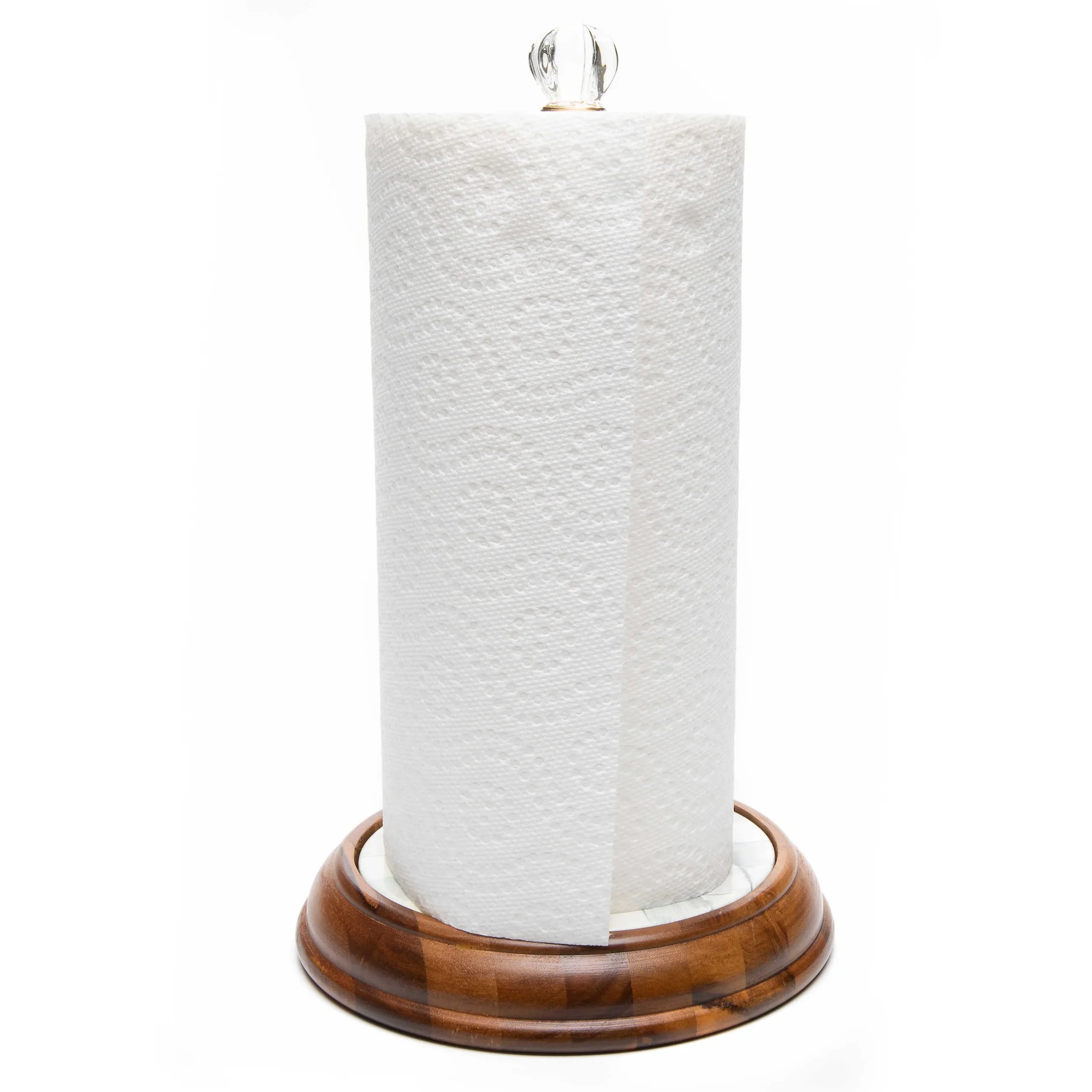 Kitchen Storage & Organization|MacKenzie-Childs Sterling Check Wood Paper Towel Holder