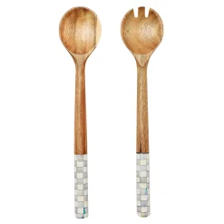 Fall Entertaining|Serveware|MacKenzie-Childs Sterling Check Wood Salad Servers