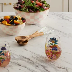 Fall Entertaining|Serveware|MacKenzie-Childs Sterling Check Wood Salad Servers