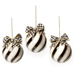 Holiday|MacKenzie-Childs Striped Swirl Capiz Ornaments, Set of 3