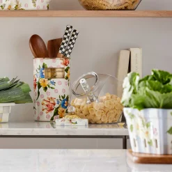 Kitchen Storage & Organization|MacKenzie-Childs Sweets Jar with Wildflowers Blue Lid