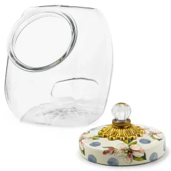 Kitchen Storage & Organization|MacKenzie-Childs Sweets Jar with Wildflowers Blue Lid