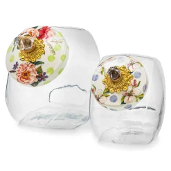 Kitchen Storage & Organization|MacKenzie-Childs Sweets Jar with Wildflowers Blue Lid