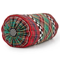 Pillows, Throws, & Cushions|MacKenzie-Childs Tartan Beaded Bolster Pillow
