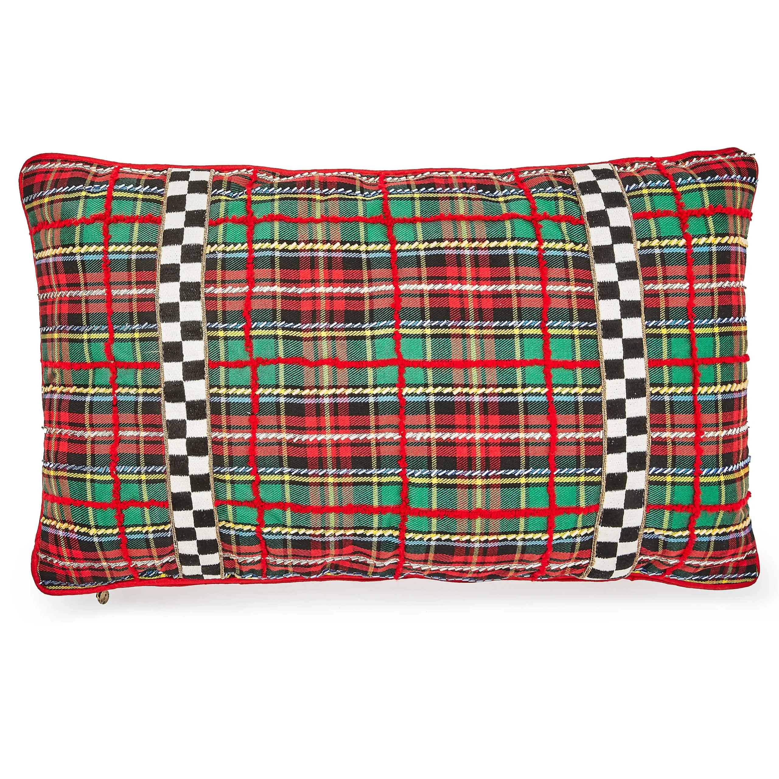 Pillows, Throws, & Cushions|MacKenzie-Childs Tartan Beaded Lumbar Pillow
