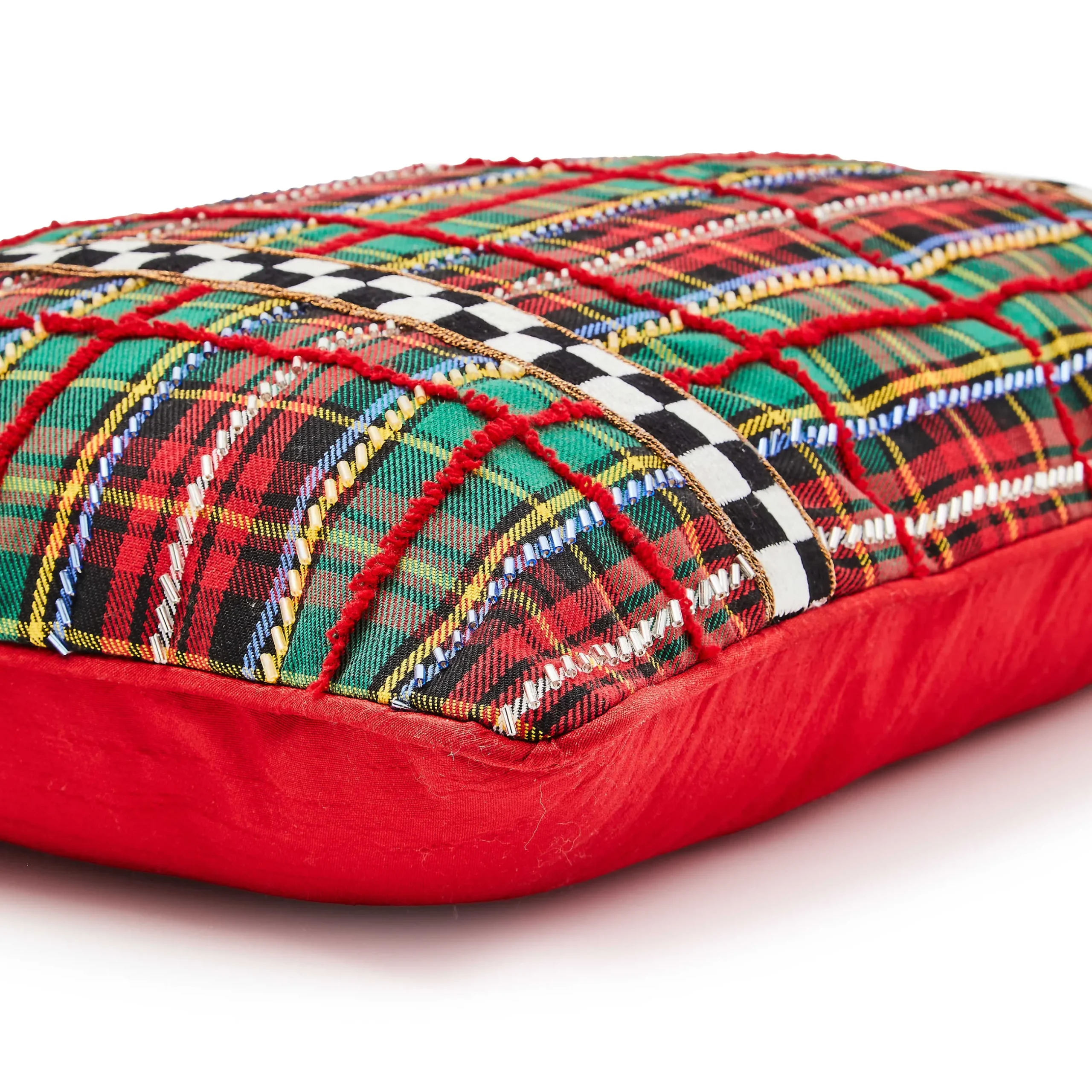 Pillows, Throws, & Cushions|MacKenzie-Childs Tartan Beaded Lumbar Pillow