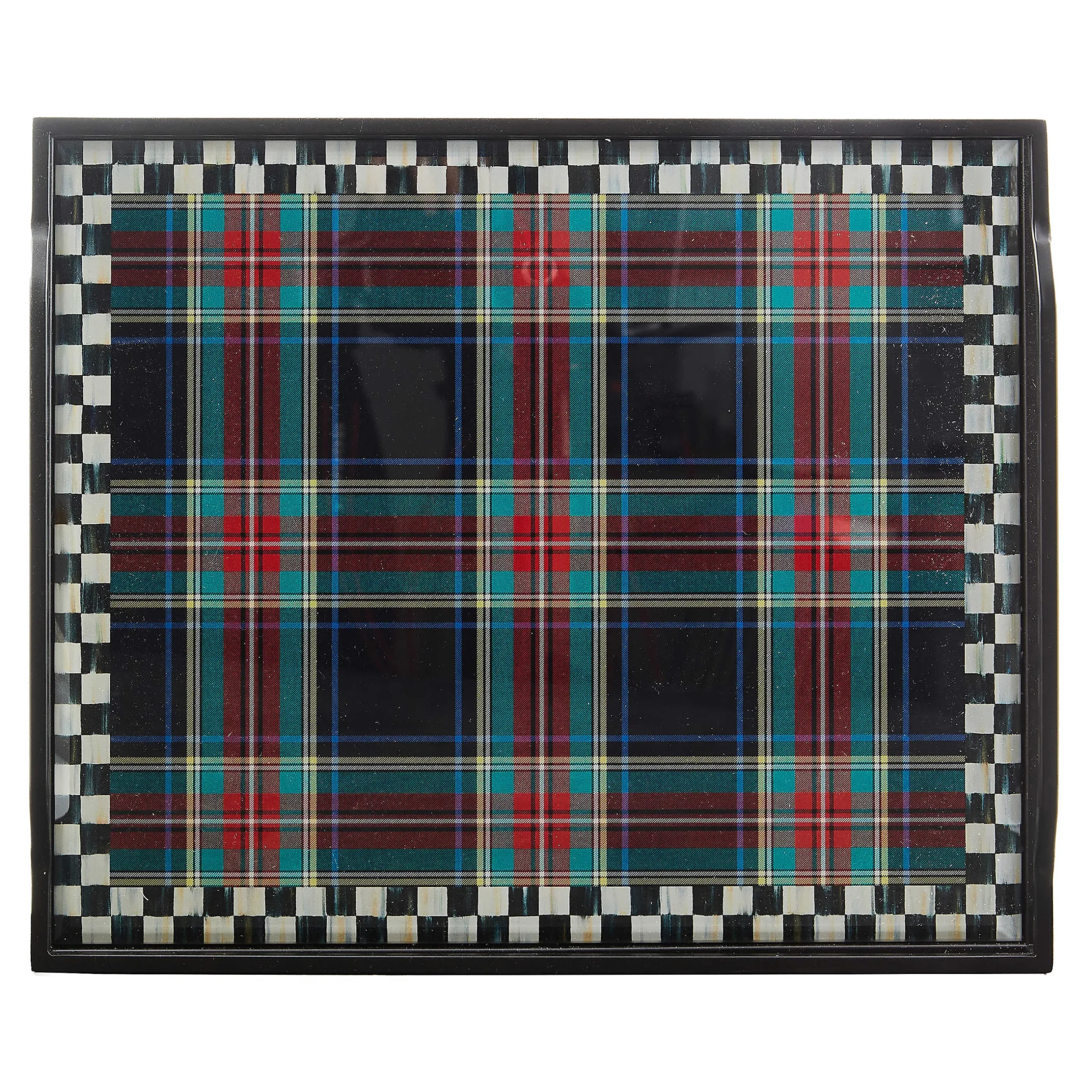 Room Accents|MacKenzie-Childs Tartan Black Butler's Tray