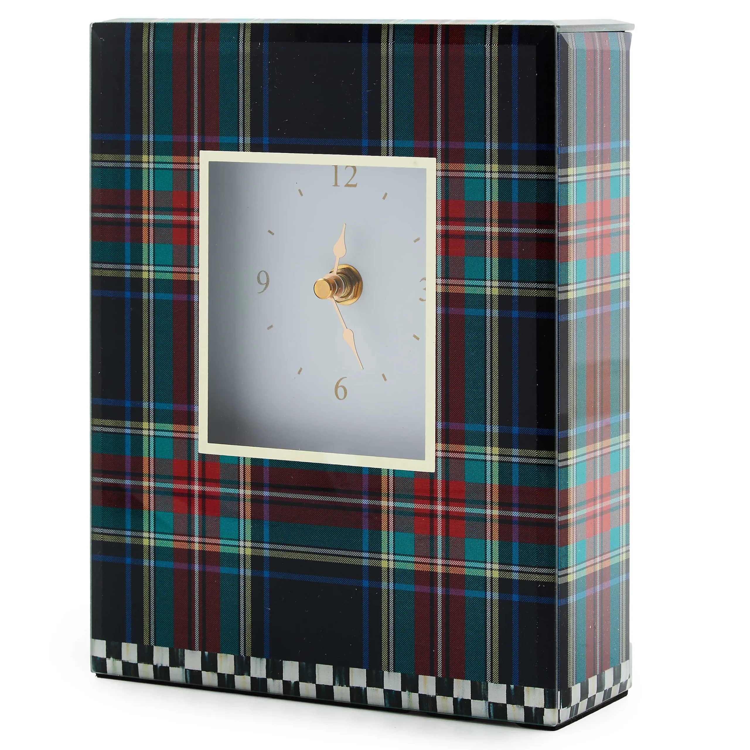 Room Accents|MacKenzie-Childs Tartan Black Carriage Clock