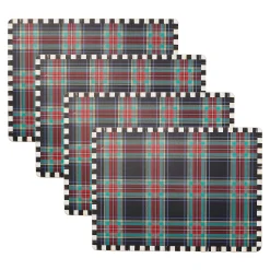 Kitchen & Dining Sets|Table Accessories|MacKenzie-Childs Tartan Black Cork Back Placemats, Set of 4