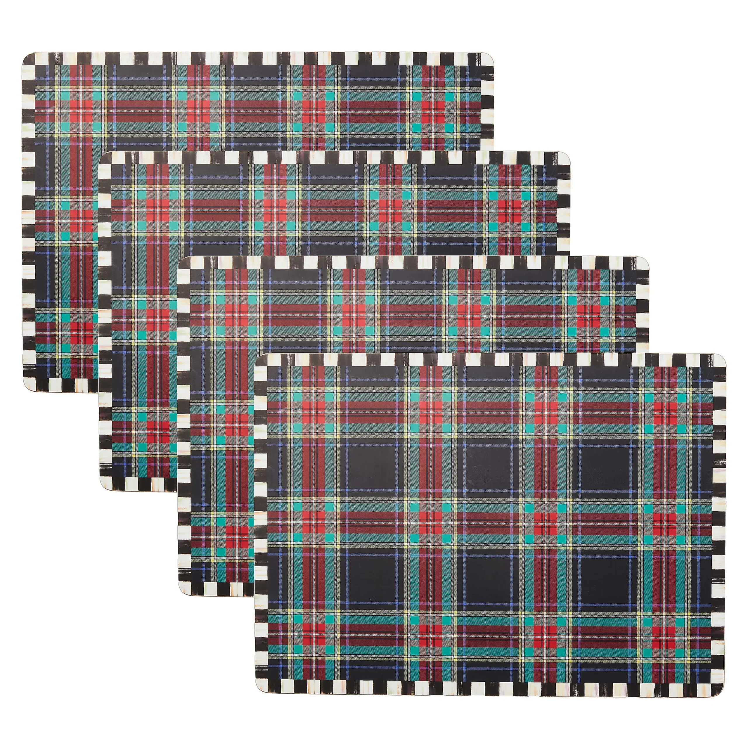 Kitchen & Dining Sets|Table Accessories|MacKenzie-Childs Tartan Black Cork Back Placemats, Set of 4