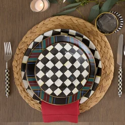 Dinnerware & Flatware|MacKenzie-Childs Tartan Black Dinner Plate