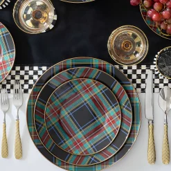 Dinnerware & Flatware|MacKenzie-Childs Tartan Black Salad/Dessert Plate