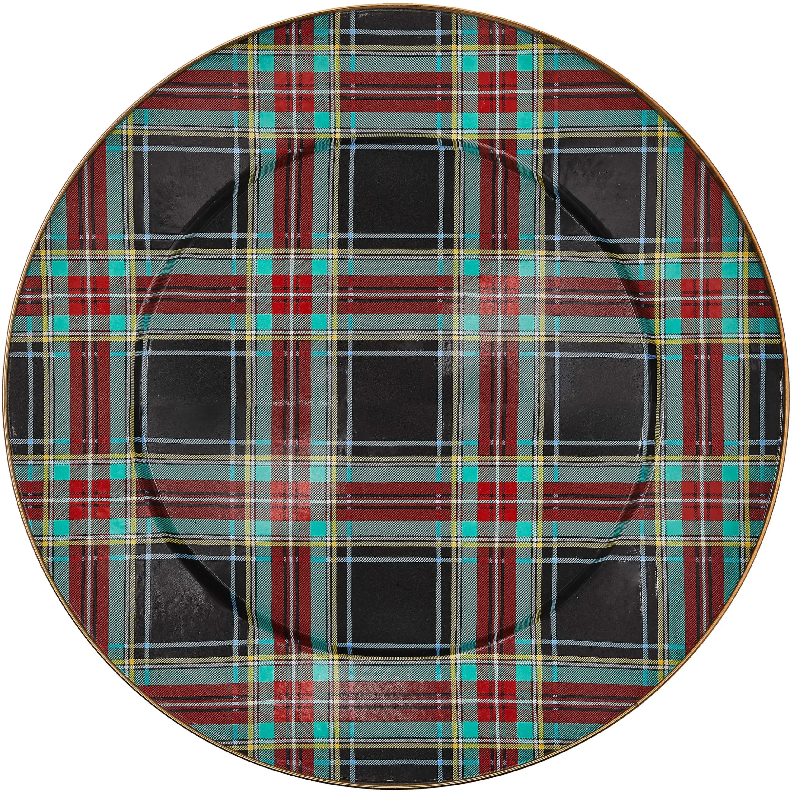Serveware|MacKenzie-Childs Tartan Black Serving Platter