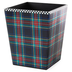 Bath & Bath Accessories|MacKenzie-Childs Tartan Black Waste Bin