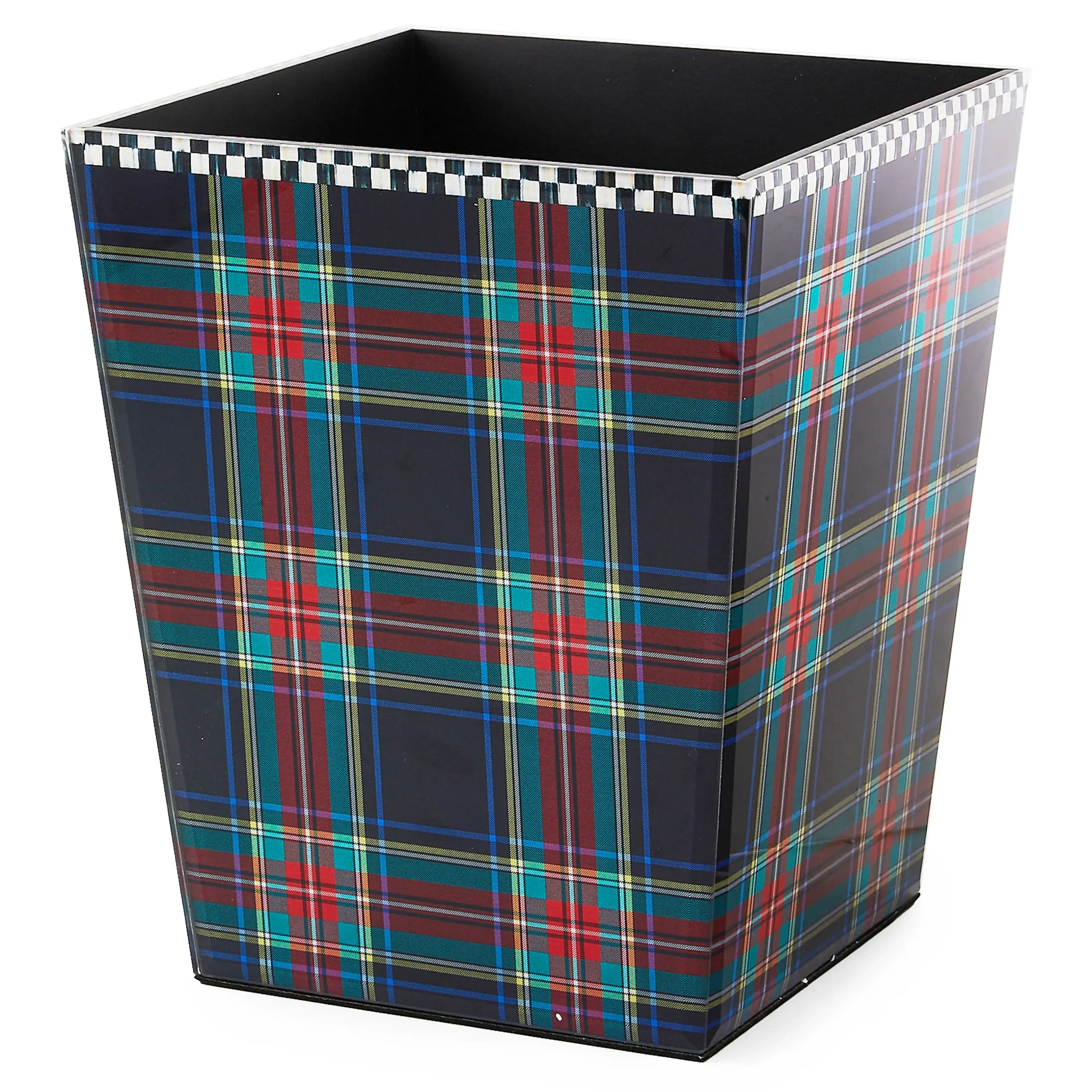Bath & Bath Accessories|MacKenzie-Childs Tartan Black Waste Bin
