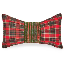 Pillows, Throws, & Cushions|MacKenzie-Childs Tartan Red Bow Throw Pillow