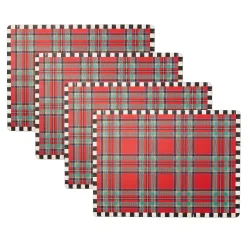 Kitchen & Dining Sets|Table Accessories|MacKenzie-Childs Tartan Red Cork Back Placemats, Set of 4