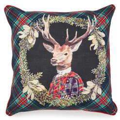 Pillows, Throws, & Cushions|MacKenzie-Childs Tartan Stag Throw Pillow
