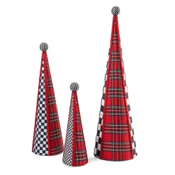 Holiday|Decor Sets|MacKenzie-Childs Tartastic Cone Trees, Set of 3